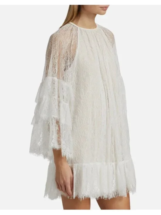 Alice & Olivia Delia Lace Ruffled Tunic Minidress - Picture 5 of 15